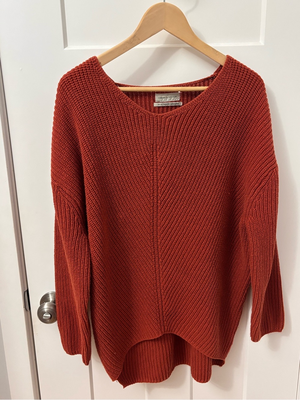 Urban Outfitters Rust Orange oversized Ribbed Scoop-Neck Sweater size XS